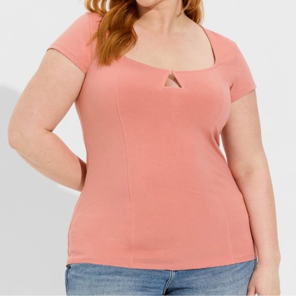 New! Torrid Foxy Notch Neck Cap Sleeve Shirt in Desert Sand Womens Size 3X - Picture 1 of 10